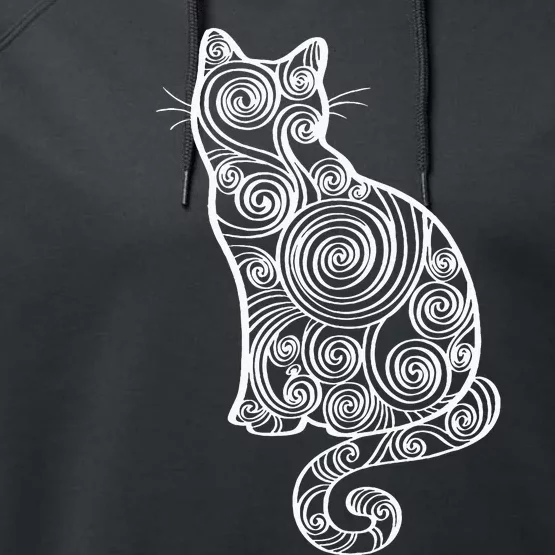 Abstract Cat Silhouette Performance Fleece Hoodie