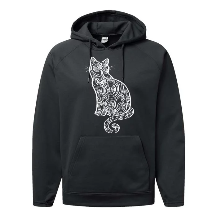 Abstract Cat Silhouette Performance Fleece Hoodie