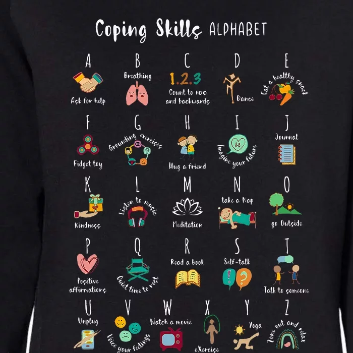 ABC Coping Skills Alphabet Self Care Mental Health Awareness Womens California Wash Sweatshirt