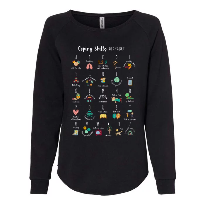 ABC Coping Skills Alphabet Self Care Mental Health Awareness Womens California Wash Sweatshirt