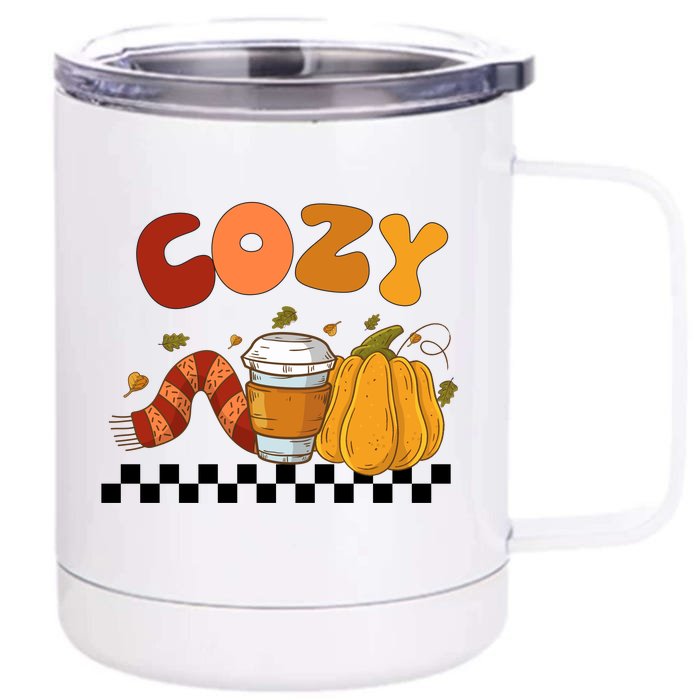 Autumn Cozy Season Theme Front & Back 12oz Stainless Steel Tumbler Cup