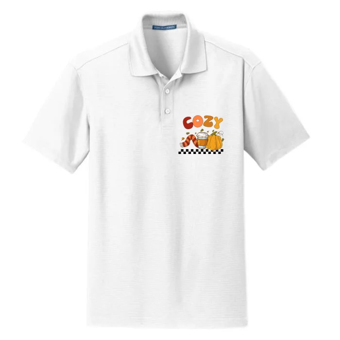 Autumn Cozy Season Theme Dry Zone Grid Performance Polo