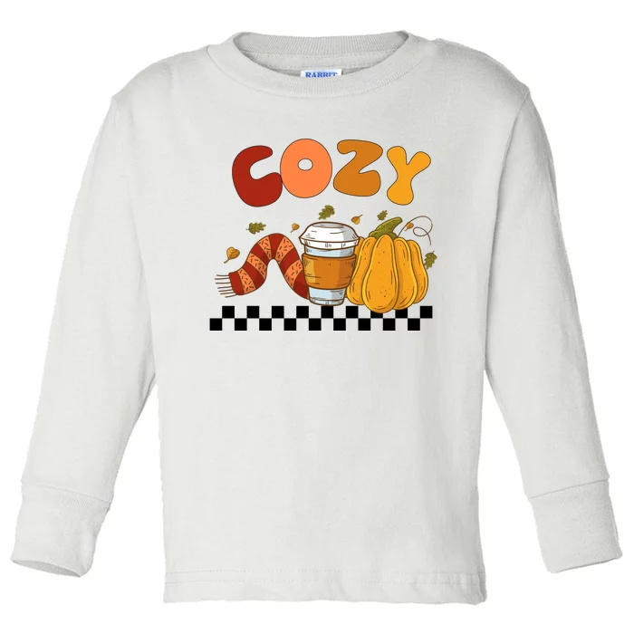 Autumn Cozy Season Theme Toddler Long Sleeve Shirt