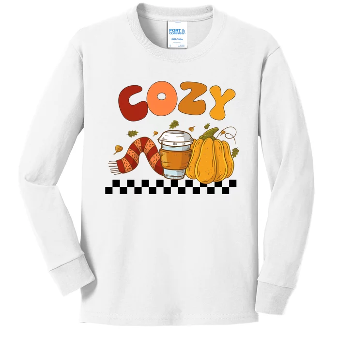 Autumn Cozy Season Theme Kids Long Sleeve Shirt