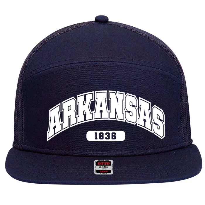 Arkansas Collegiate Style 1836 7 Panel Mesh Trucker Snapback Hat