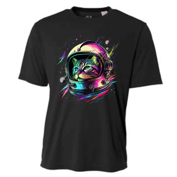 Astronaut Cat Space Cat Galaxy Kitten Cooling Performance Crew T-Shirt