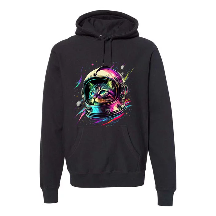 Astronaut Cat Space Cat Galaxy Kitten Premium Hoodie