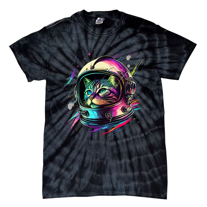 Astronaut Cat Space Cat Galaxy Kitten Tie-Dye T-Shirt