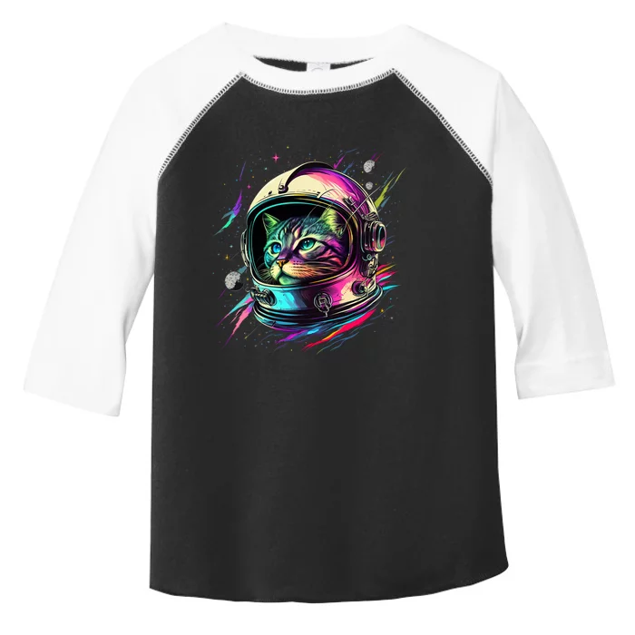 Astronaut Cat Space Cat Galaxy Kitten Toddler Fine Jersey T-Shirt