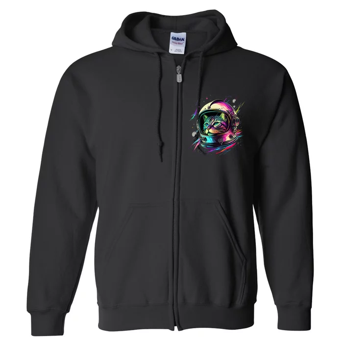 Astronaut Cat Space Cat Galaxy Kitten Full Zip Hoodie