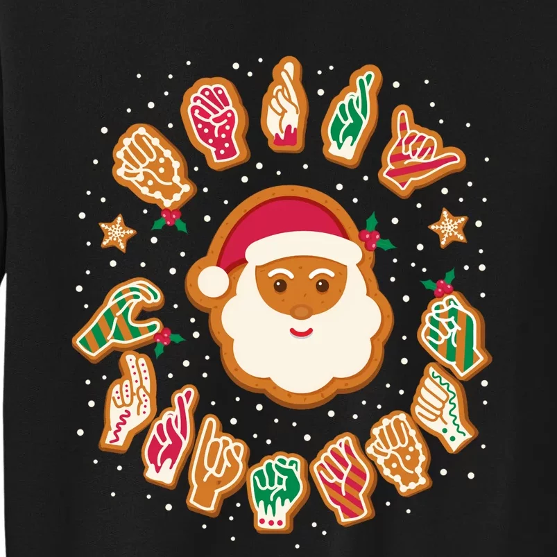 Asl Christmas Santa American Sign Language Gingerbread Hands Long Sleeve Sweatshirt