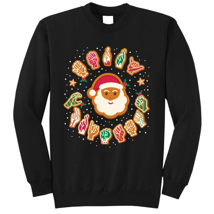 Asl Christmas Santa American Sign Language Gingerbread Hands Long Sleeve Sweatshirt