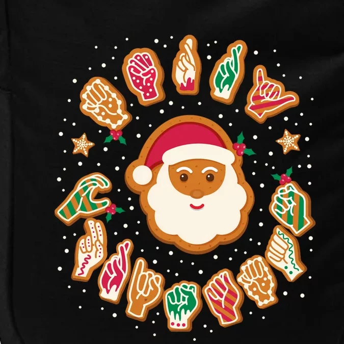 Asl Christmas Santa American Sign Language Gingerbread Hands Long Sleeve Impact Tech Backpack