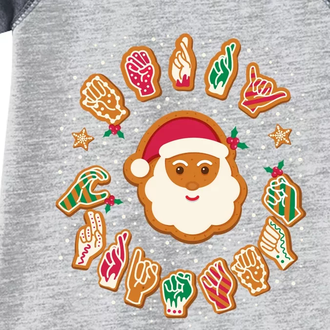 Asl Christmas Santa American Sign Language Gingerbread Hands Long Sleeve Infant Baby Jersey Bodysuit