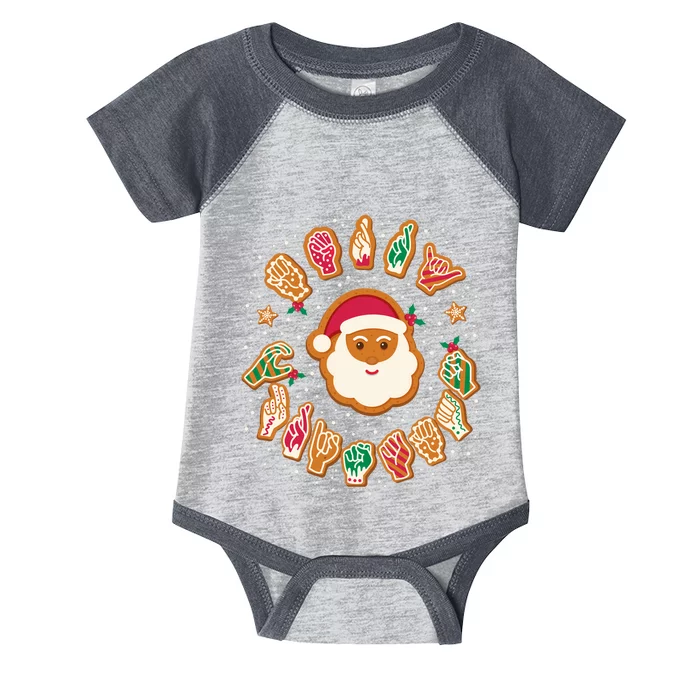 Asl Christmas Santa American Sign Language Gingerbread Hands Long Sleeve Infant Baby Jersey Bodysuit