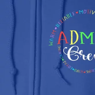 Admin Crew School Assistant Principal Squad Administrator Full Zip Hoodie