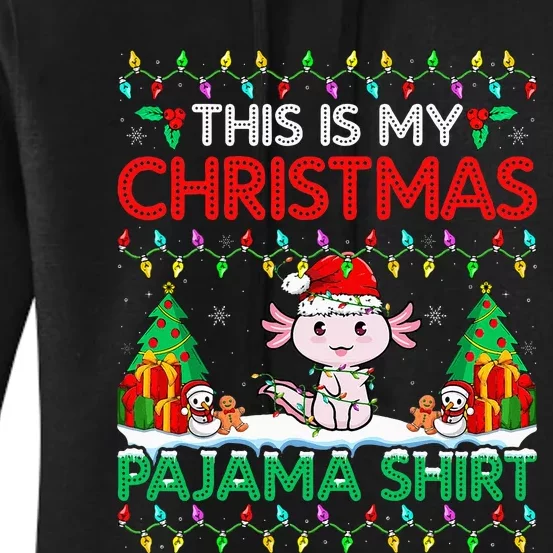 Axolotl Christmas Santa Hat Pajama Axolotl Lover Xmas Women's Pullover Hoodie