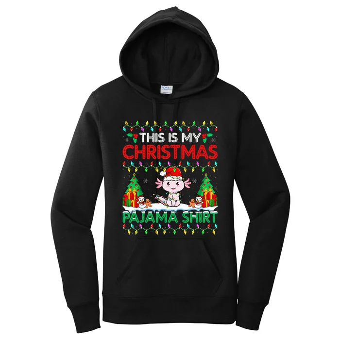 Axolotl Christmas Santa Hat Pajama Axolotl Lover Xmas Women's Pullover Hoodie