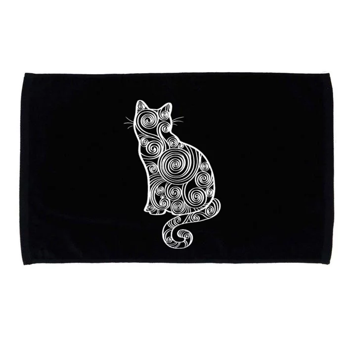 Abstract Cat Silhouette Microfiber Hand Towel