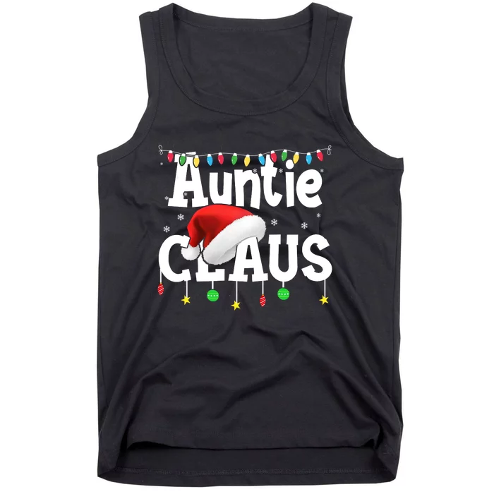 Auntie Claus Shirt Santa Hat Matching Christmas Lights Family Group Tank Top