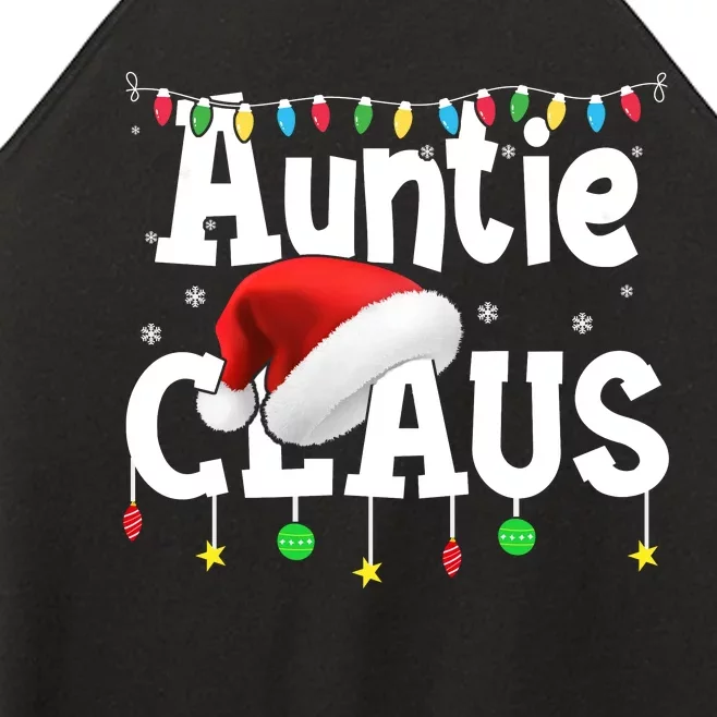 Auntie Claus Shirt Santa Hat Matching Christmas Lights Family Group Women’s Perfect Tri Rocker Tank