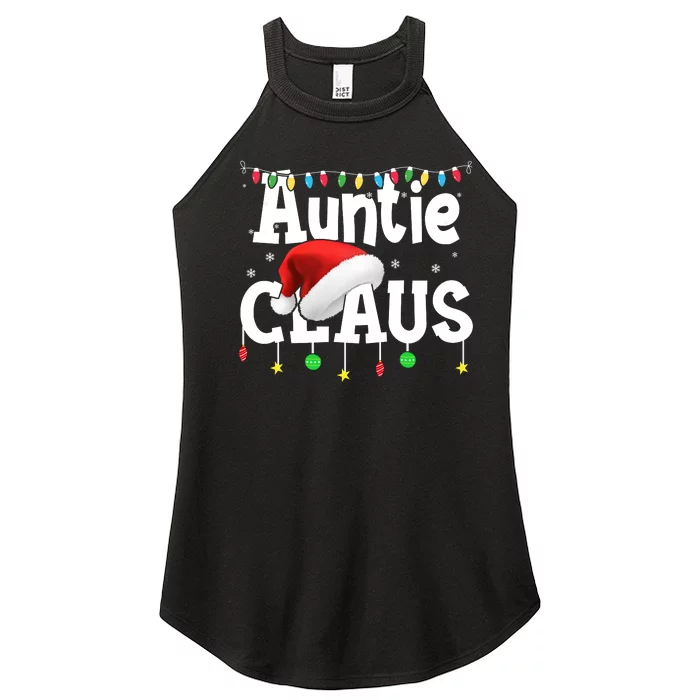 Auntie Claus Shirt Santa Hat Matching Christmas Lights Family Group Women’s Perfect Tri Rocker Tank