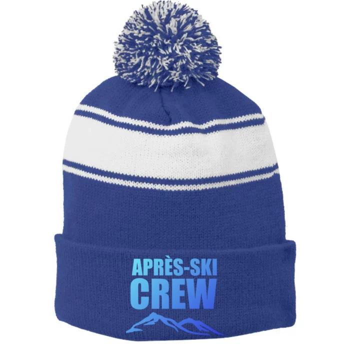 AprèsSki Crew Ski Skiing Party Gift Stripe Pom Pom Beanie