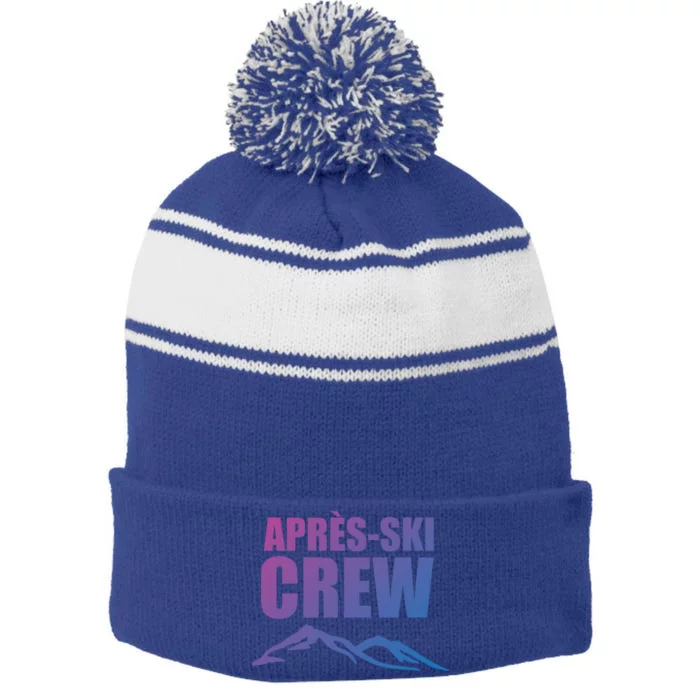 AprèsSki Crew Ski Skiing Party Gift Stripe Pom Pom Beanie