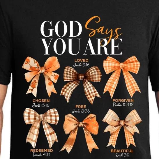 Autumn Christian Thanksgiving Coquette Bow God Says You Are Pajama Set