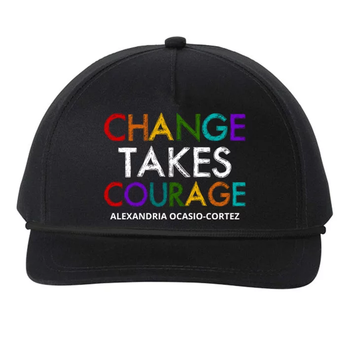 AOC Changes Takes Courage Alexandria Ocasio Cortez Snapback Five-Panel Rope Hat