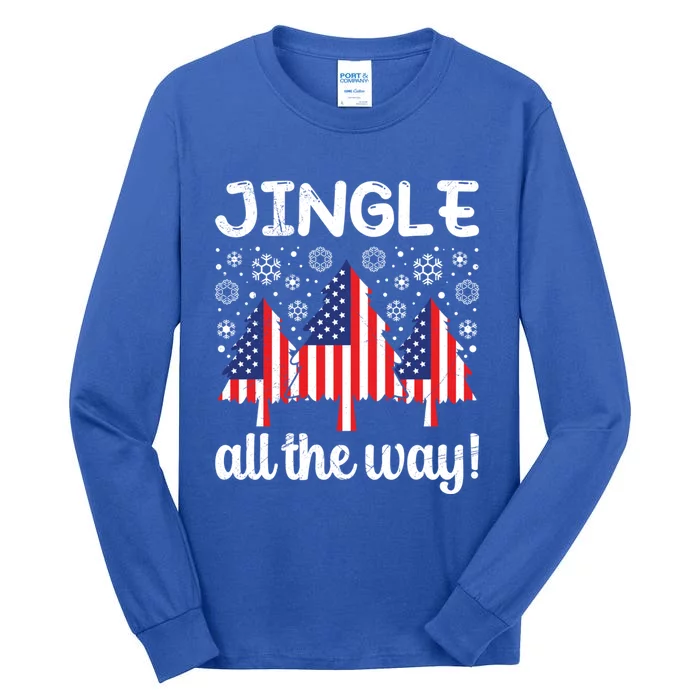 America Christmas Tree Jingle All The Way Usa Christmas Gift Tall Long Sleeve T-Shirt