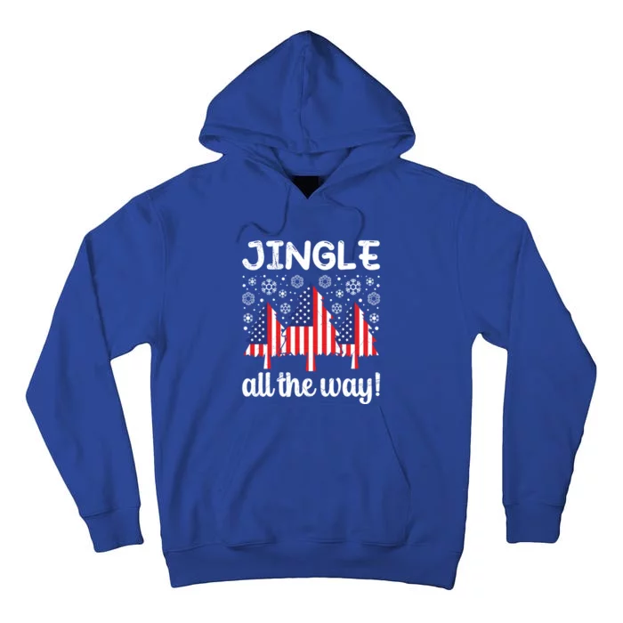 America Christmas Tree Jingle All The Way Usa Christmas Gift Tall Hoodie