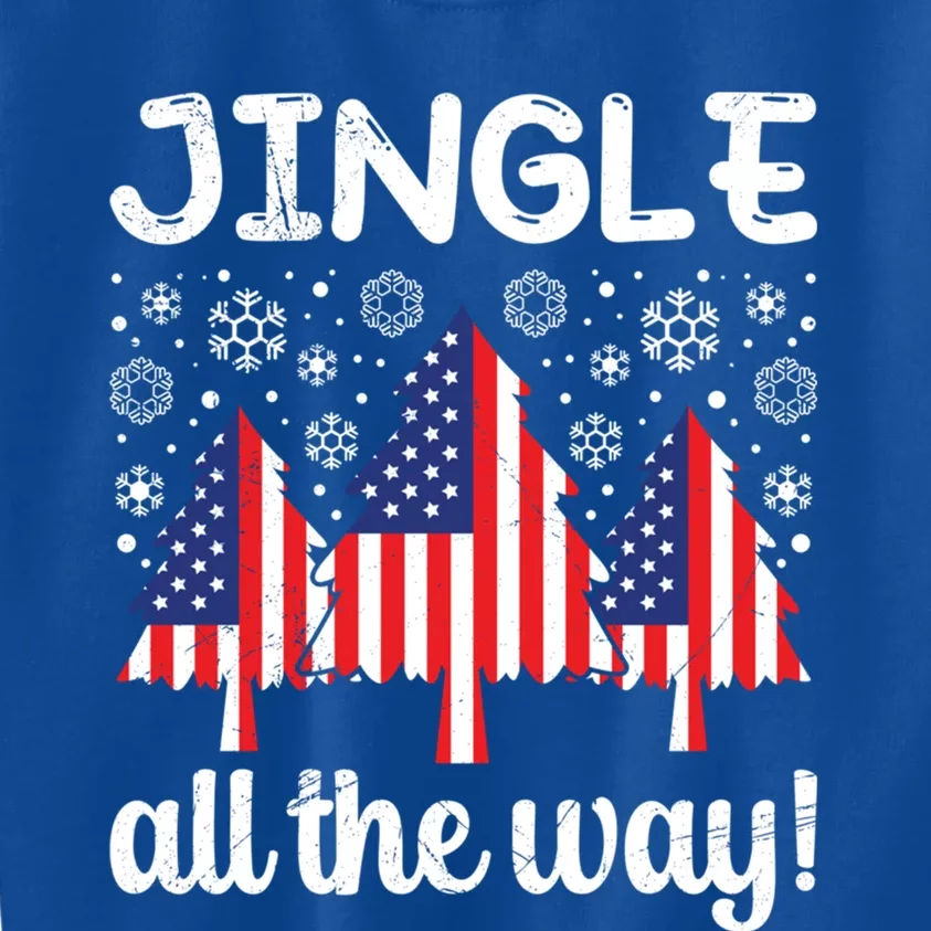 America Christmas Tree Jingle All The Way Usa Christmas Gift Kids Sweatshirt