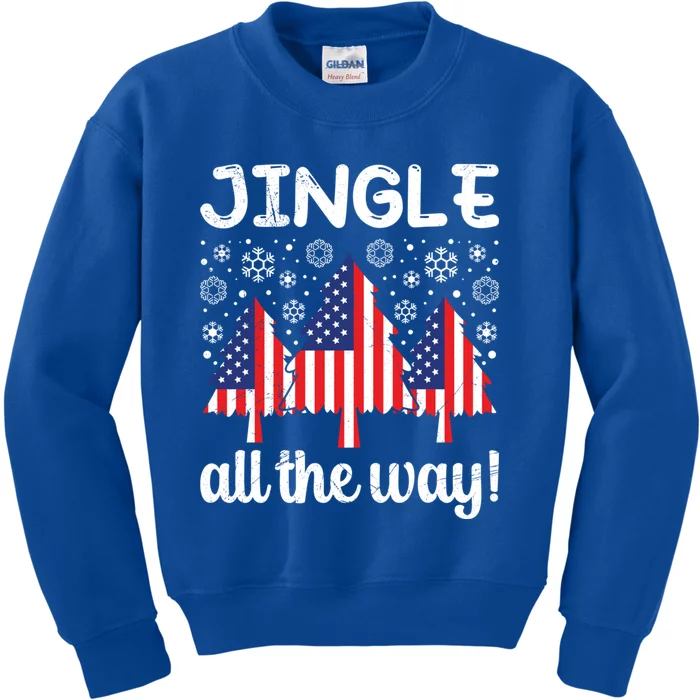 America Christmas Tree Jingle All The Way Usa Christmas Gift Kids Sweatshirt