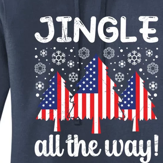 America Christmas Tree Jingle All The Way Usa Christmas Gift Women's Pullover Hoodie