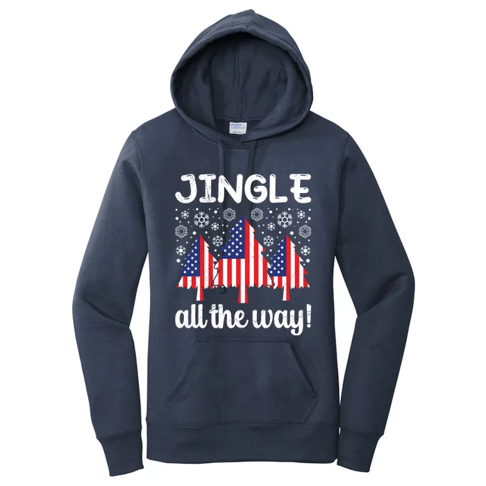 America Christmas Tree Jingle All The Way Usa Christmas Gift Women's Pullover Hoodie