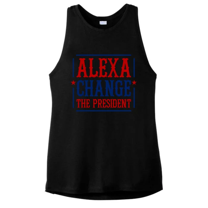 Alexa Change The President Ladies Tri-Blend Wicking Tank