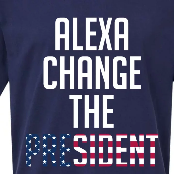 Alexa Change The President Funny Anti Biden Ideas Pro Trump Funny Gift Sueded Cloud Jersey T-Shirt