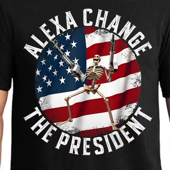 Alexa Change The President Funny 4th Of July American Flag Pajama Set