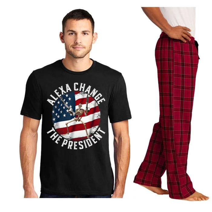 Alexa Change The President Funny 4th Of July American Flag Pajama Set