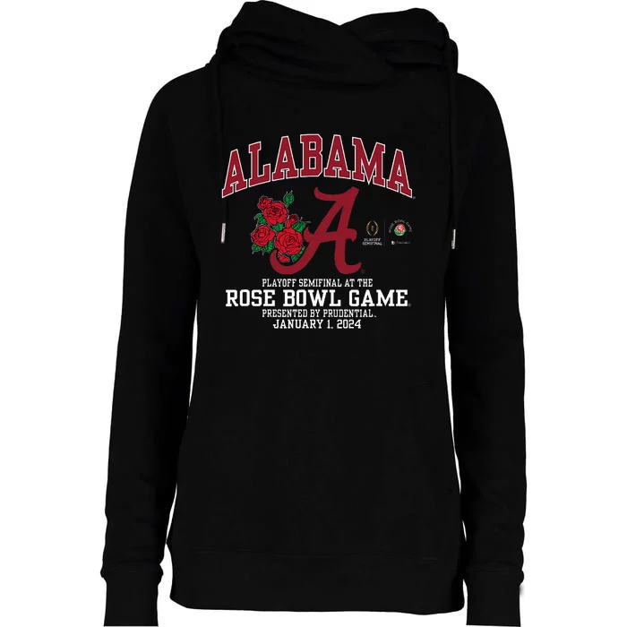 Alabama Crimson Tide Rose Bowl 2024 CFP Semi Football Flower Womens Funnel Neck Pullover Hood