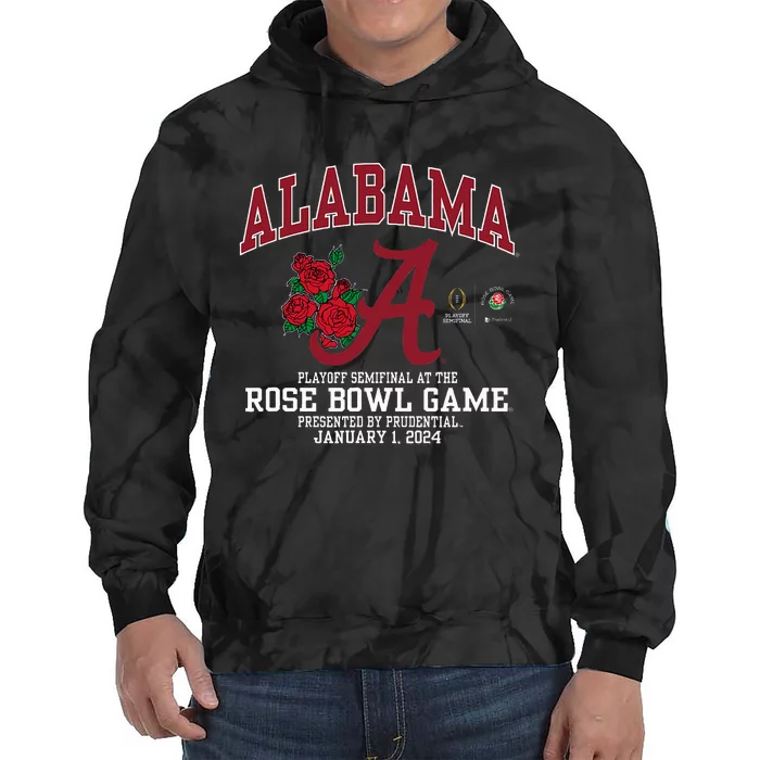 Alabama Crimson Tide Rose Bowl 2024 CFP Semi Football Flower Tie Dye Hoodie