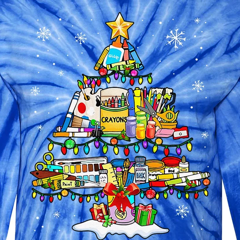 Art Christmas Tree Art Supplies Tie-Dye Long Sleeve Shirt