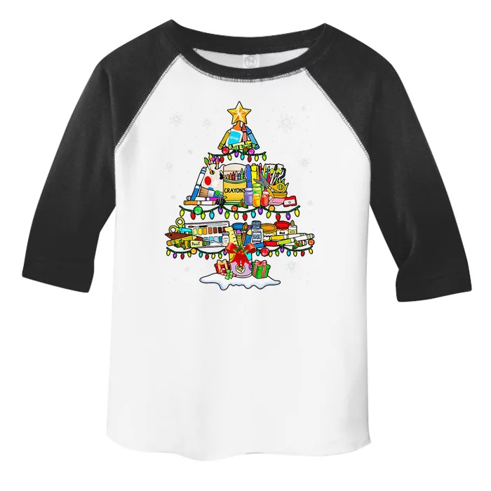 Art Christmas Tree Art Supplies Toddler Fine Jersey T-Shirt