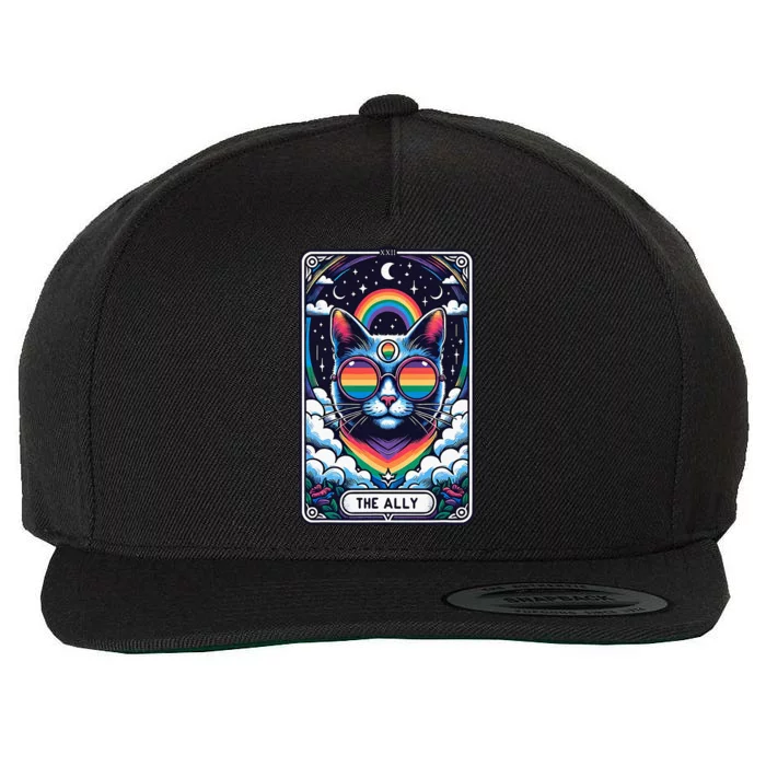 Ally Cat Tarot Card Pride Sunglasses Gay P.R.I.D.E Lgbtq Wool Snapback Cap