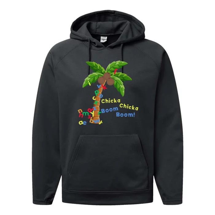 Alphabet Coconut Tree Chicka Chicka Boom Boom Performance Fleece Hoodie