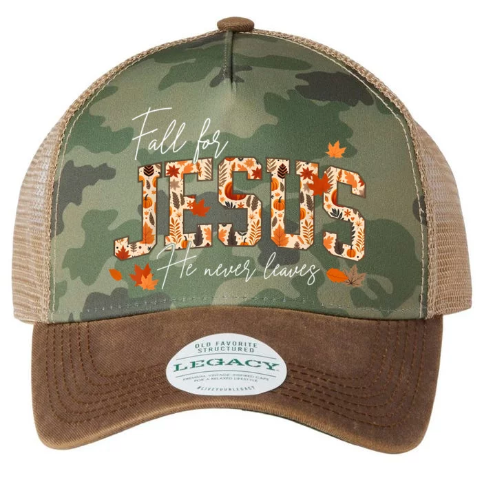 Autumn Christian Thanksgiving Fall For Jesus He Never Leaves Legacy Tie Dye Trucker Hat