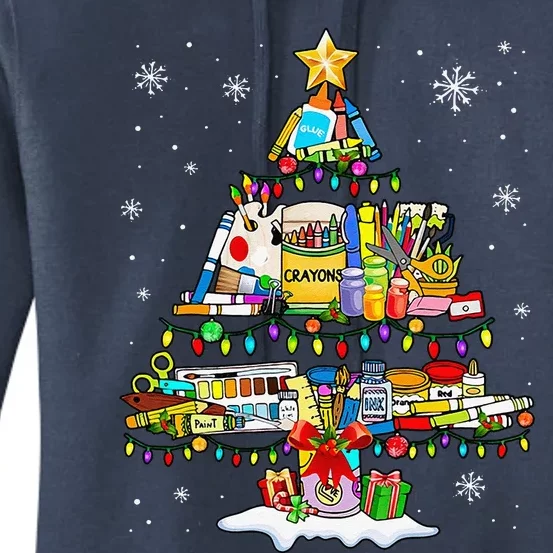 Art Christmas Tree Art Supplies Women's Pullover Hoodie