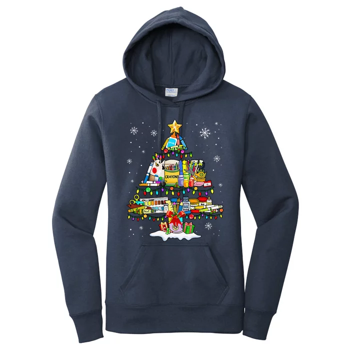 Art Christmas Tree Art Supplies Women's Pullover Hoodie