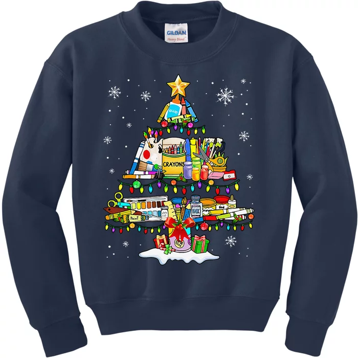 Art Christmas Tree Art Supplies Kids Sweatshirt